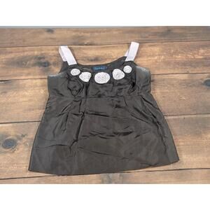 Boden Top US 16 Black Spaghetti Straps Satin Like Fabric Minimalist Classic Chic